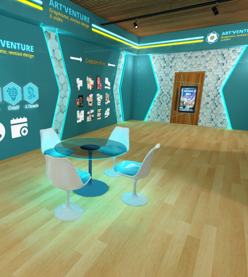 Bureau virtuel ATLANTIS 50m² — espace de coworking et réseautage en 3D